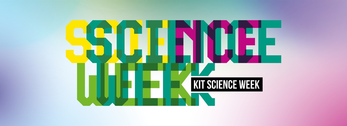 Keyvisual der KIT Science Week: Farbnebel mit Logo
